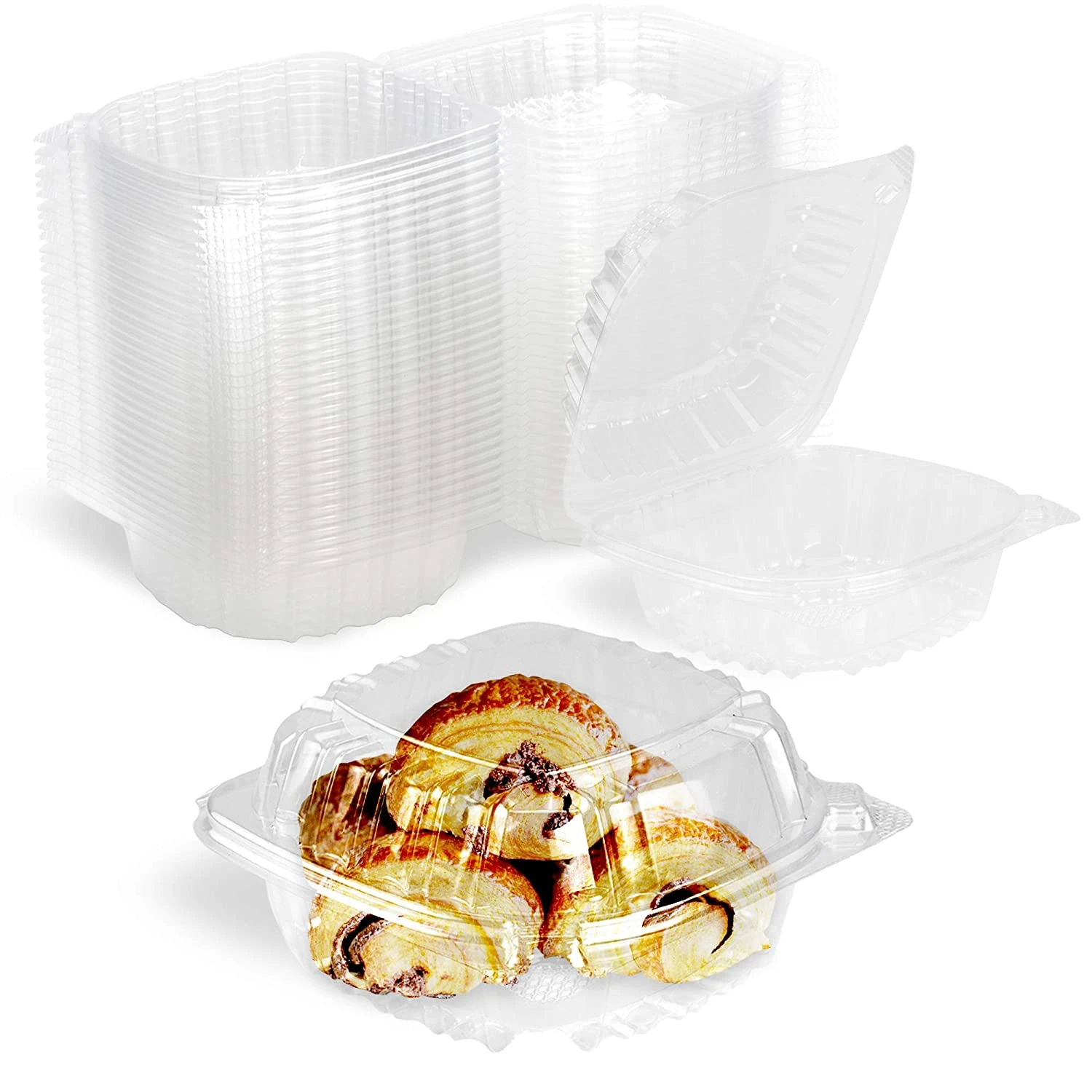Contenedor plástico transparente con bisagras para pasteles, ensaladas, cm, compartimento individual desechable, cajas para a cabo, 35 piezas|Envases de comida desechables| - AliExpress