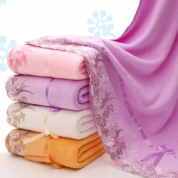 

bath towels for adults Towel Bath Towel Set Microfiber Lace Embroidered Cartoon Soft Absorbent Adult Men and Women beach towels