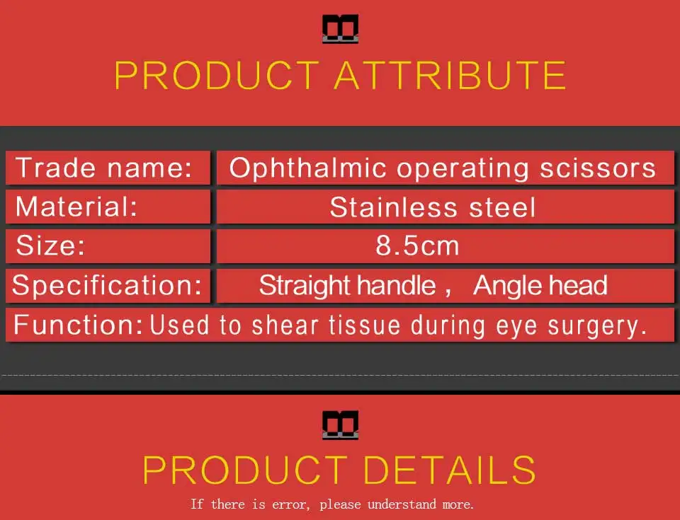 Ophthalmic operating scissors aureate handle eye scissors ophthalmic scissors surgical operating instrument stainless steel