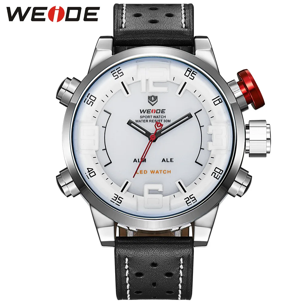 homens led moda duplo movimento grande dial cinto relógio