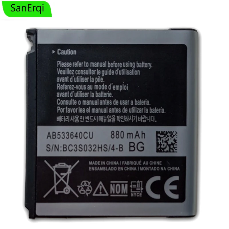 For SAMSUNG AB533640CC AB533640CU Phone Battery 880mAh For Samsung S6888 S3710 S3600C GT-S3600i S3930C S3601