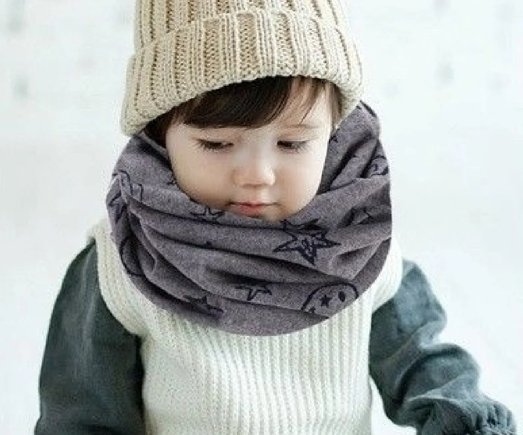 

Smiling face scarf children's outfit pure cotton smiling face 8 colors