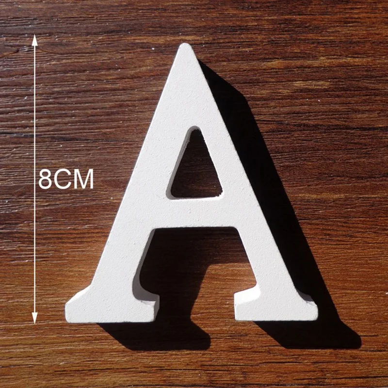 Wooden Letter Decor White Wooden Letter English Alphabet DIY Personalised Name Design Art Craft Free Standing Heart Birthday Wedding Home Decor 8cm