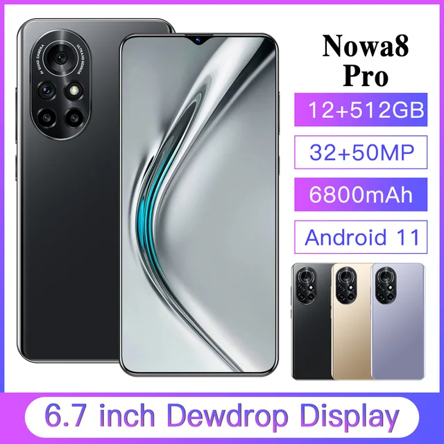 New Arrival Nowa8 Pro Smartphone 64/256/512GB Andriod Phones 6.7Inch Full HD Cellphone 6800mAh 5G Smart Phone SUpport TF Card 1