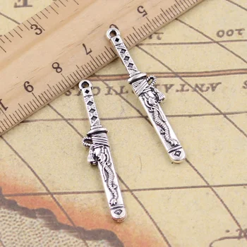 

12pcs Charms samurai sword in sheath 44x8mm Tibetan Silver Color Pendants Crafts Making Findings Handmade Antique DIY Jewelry