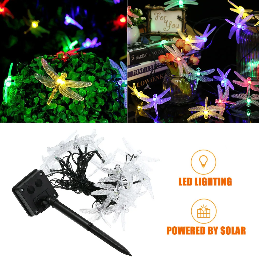 Solar String Lights 15.7ft 20 LED Rope Light Dragonfly 8 Modes Multicolor Lights for Party Home Festival solar garden light