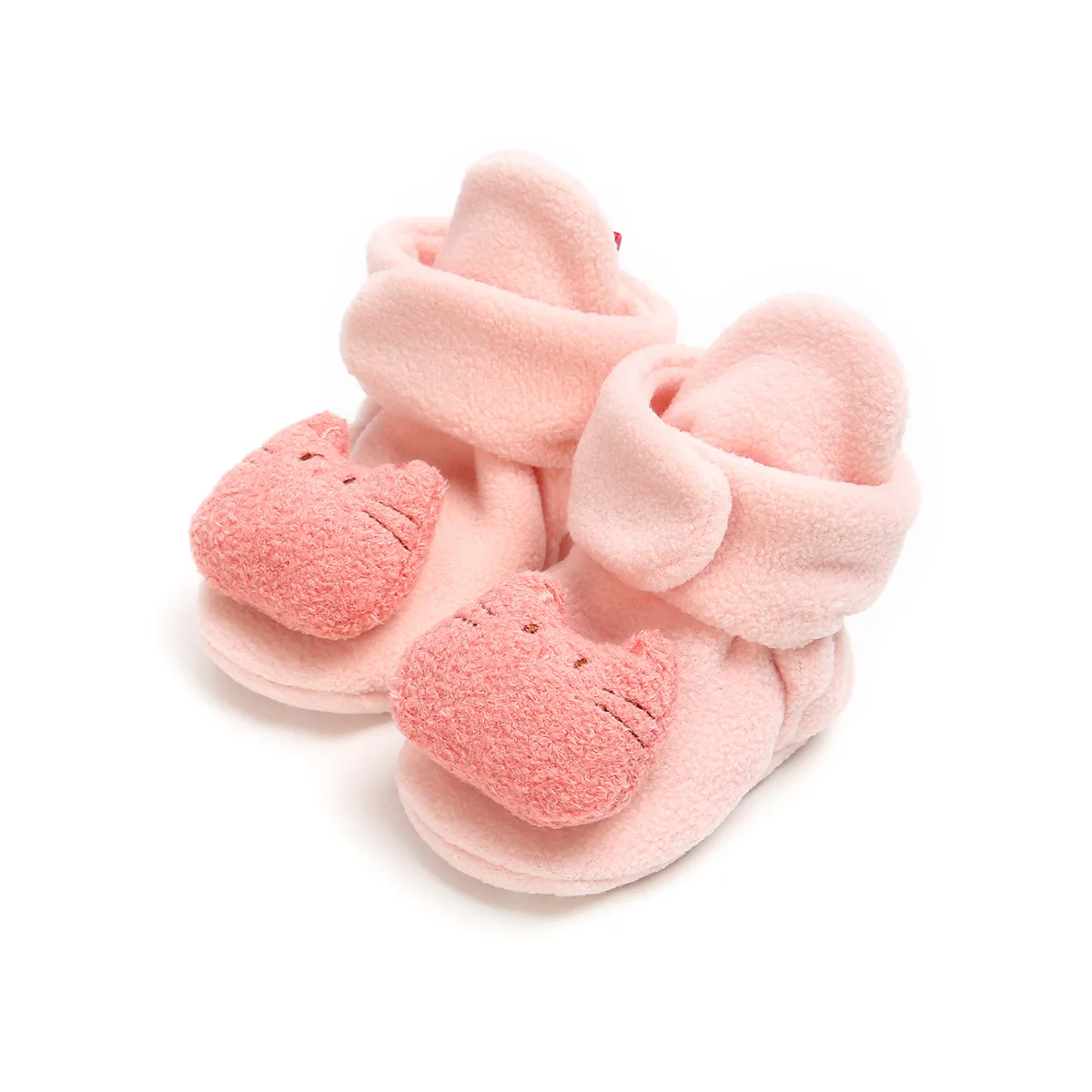 Pink cat velcro Зимняя Детская Хлопковая обувь; Теплая обувь; обувь для малышей; обувь с мягкой подошвой для детей 0-1 лет; школьная обувь; обувь для малышей - Цвет: Pink cat velcro
