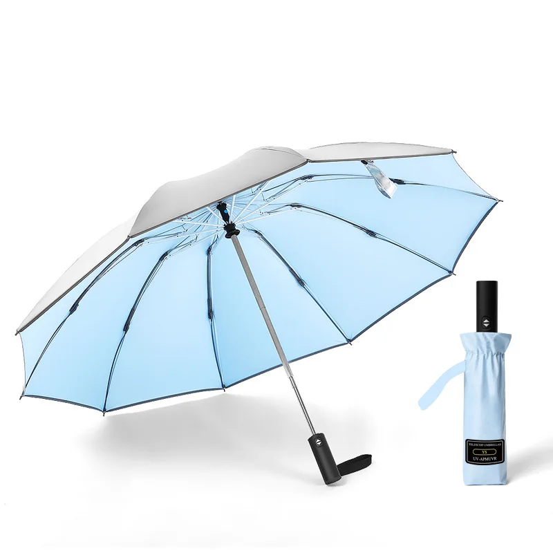 UV Protection umbrella windproof travel Ten Bone Vinyl compact folding reverse umbrella,for men and women Dual-Use Double