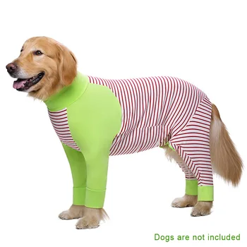 

Anti Tip Full Coverage Pet Clothes Lightweight Outdoor Walking After Surgery Cotton Dog Pajamas Stripe Print Joint Protection