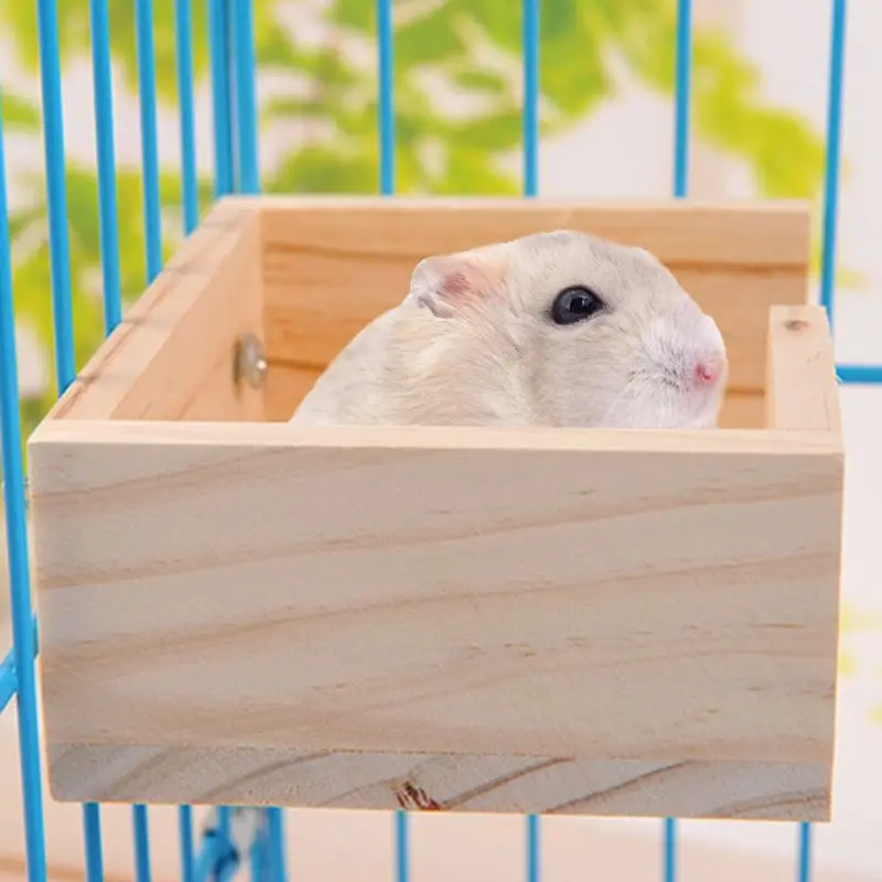 Wooden Hamster Mouse Cage Corner Lookout Platform Small Animals Play Exercise Toy