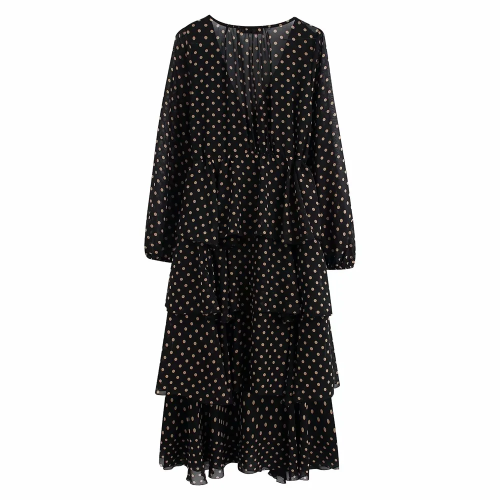 Za Женская 2019 Осень Новая мода v образным вырезом с длинным рукавом ламинированные