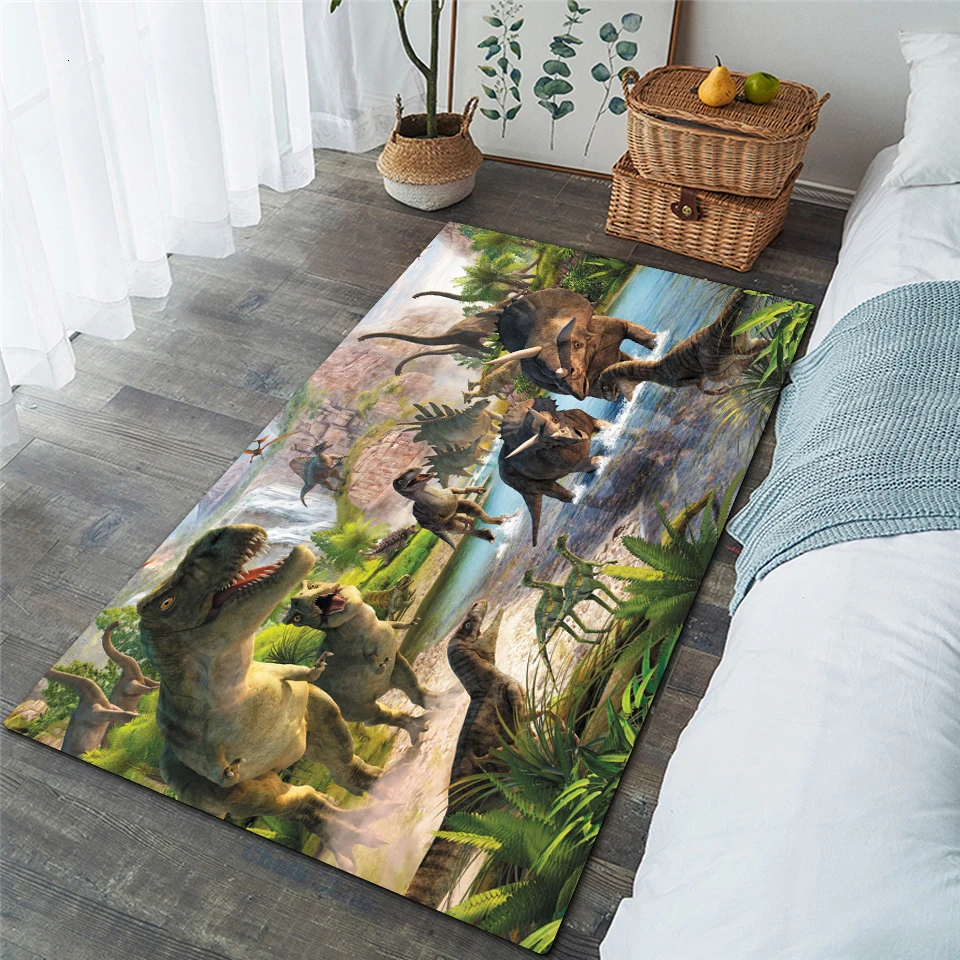 dinosaur Shaggy Anti-Skid Floor Mat 3D Carpet Non-slip rug Dining Room Living Soft Child Bedroom Home Decor 001 | Дом и сад