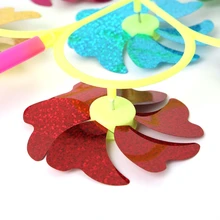 Windmill Kids Toys Glow 6 Wheels Yard Garden Ornaments Colorful Outdoor Spinner E65B