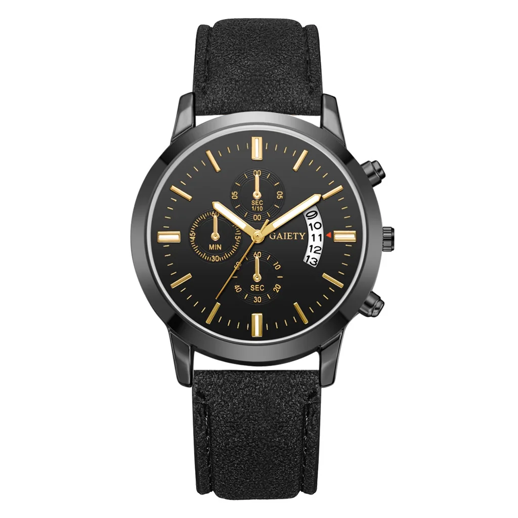 GAIETY брендовые деловые мужские часы три глаза многофункциональные Модные кварцевые часы кожаный ремешок Часы relogio masculino