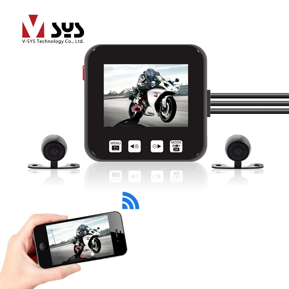 SYS VSYS M6 WiFi Dual รถจักรยานยนต์กล้อง Dash Cam 1080P + 720P เลนส์กัน ...
