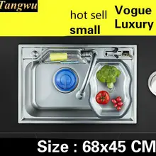 Роскошный дом мыть овощи высокой емкости мини кухня одной корыто раковина прочный 304 нержавеющая сталь 68x45 см