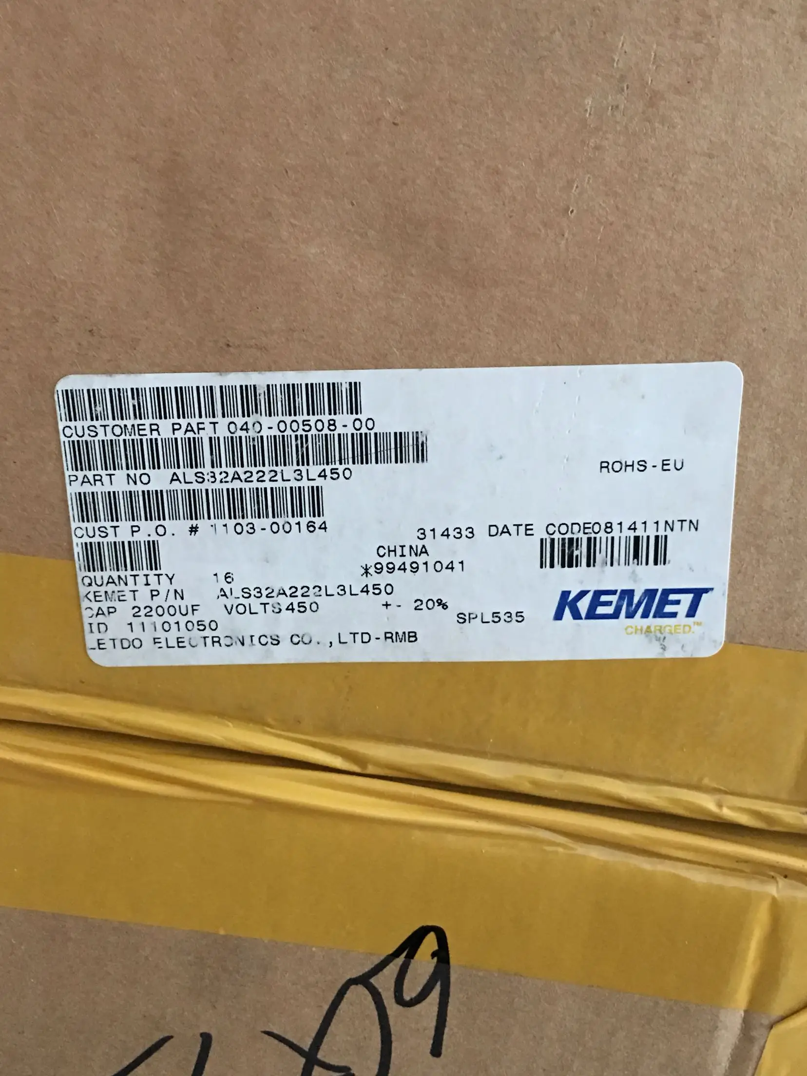 Pces Rifa uf - 450 v 63.5x93mm 450v2200uf Amplificador Filtro Capacitor Eletrolítico Als32a222l3l450 2200uf 450v Kemet 2 Bhc 2200 - Image 5