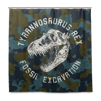 

Dinosaur Shower Curtain for Bathroom Roar Camouflage Polyester Waterproof Custom Bath Shower Curtain with 12 Hooks Set