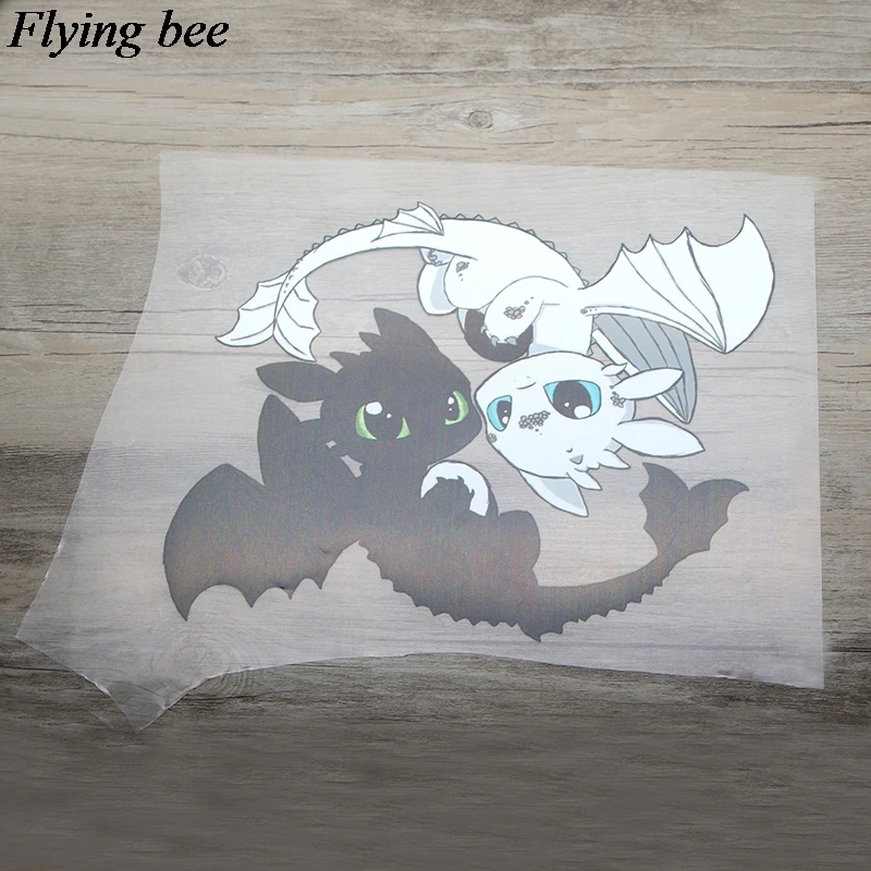 Flyingbee Как приручить нашивка с драконом для одежды стикер для детей DIY патчи Футболка теплопередача патчи винил X0671
