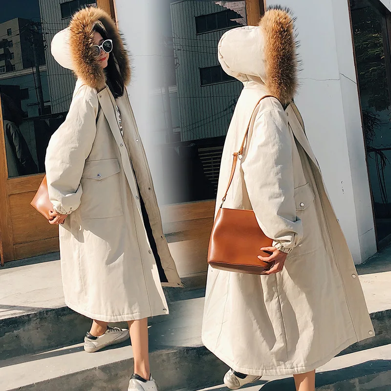 

INS Cotton Coat Women's Korean-style Loose-Fit Oversize Workwear Dongdaemun Exta-long over-the-Knee down Coat Winter Coat