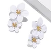 Double-layers Flower Drop Earrings for Ladies Exaggerated Women Floral Earrings Fashion Jewelry 2022 aretes de mujer ► Photo 3/6