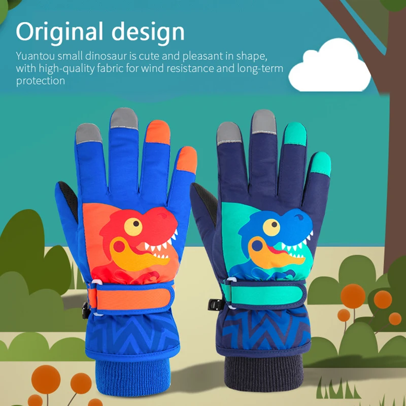 Thermal Ski Gloves Child Kids Winter Plus Velvet Touch Cold Waterproof Windproof Gloves Baby Winter For Cycling Skiing
