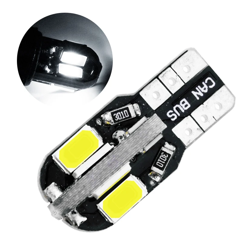1 шт. автомобильная светодиодная лампа T10 W5W белая 5730 8smd 12 В 194|Сигнальная лампа| |