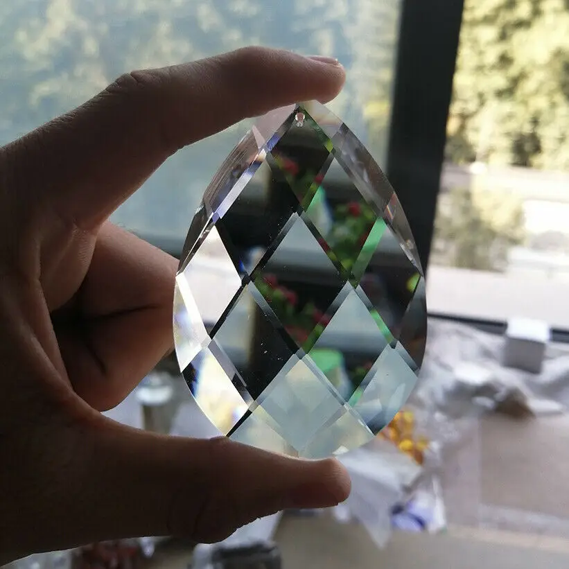80mm Glass Art Crystal Prism Pendant Chandelier Lamp Hanging Ornament DIY Suncatcher Faceted Teardrop crystal sun catcher chandelier crystal drops