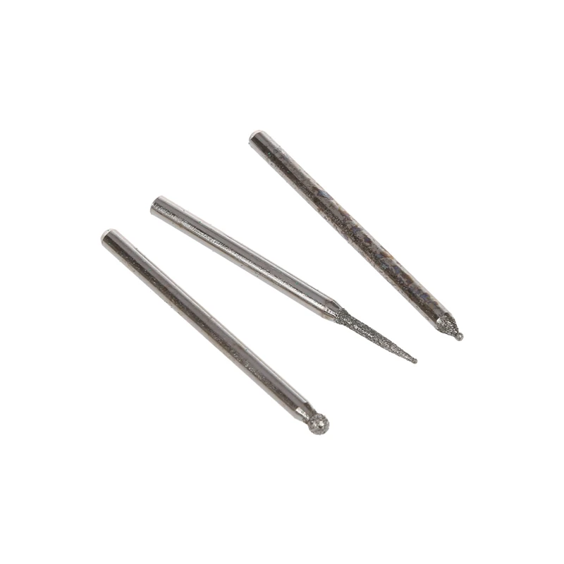 30Pcs Diamond Burrs Grits Rotary Tool Drill Bit 3mm Shank
