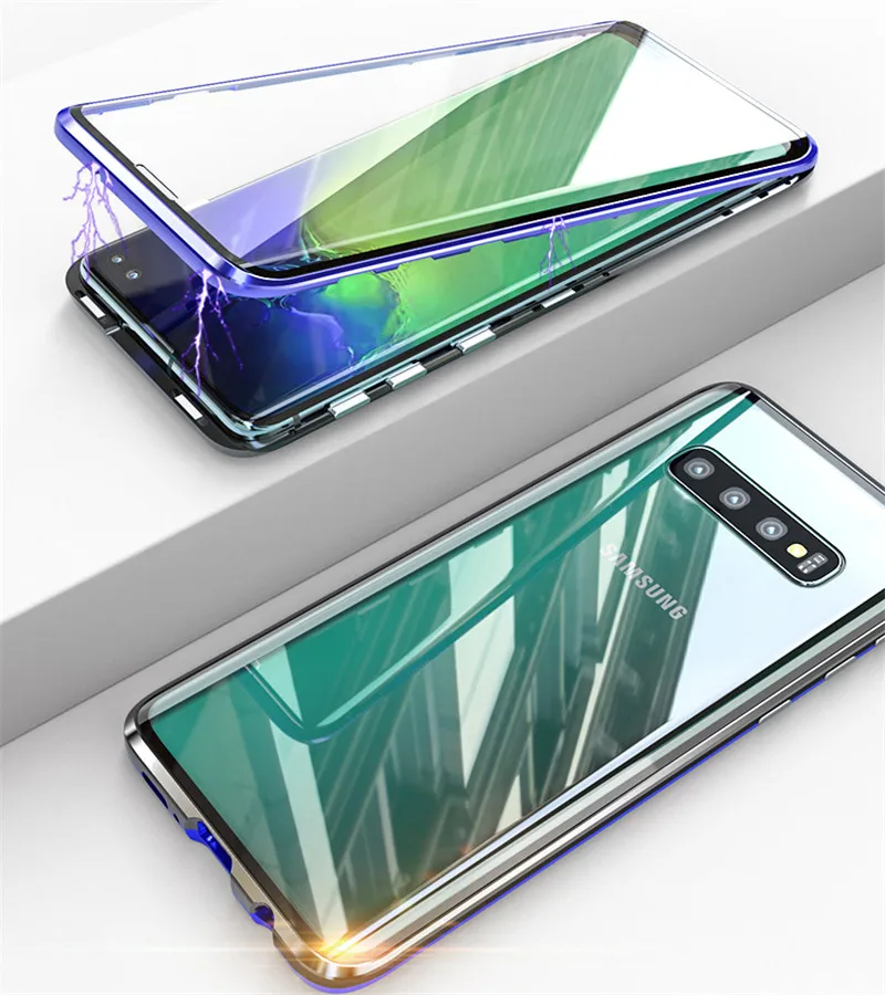 Прозрачный чехол S9 для samsung S10 5G чехол с магнитным металлическим стеклом задняя крышка тонкий чехол для samsung Galaxy S8 S10 Plus S10E Funda