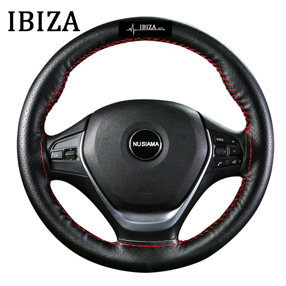 Кожаный чехол рулевого колеса автомобиля для сиденья ibiza 6j 6l fr запчасти авто тиснение рулевое колесо покрытие автомобиля аксессуары для укладки