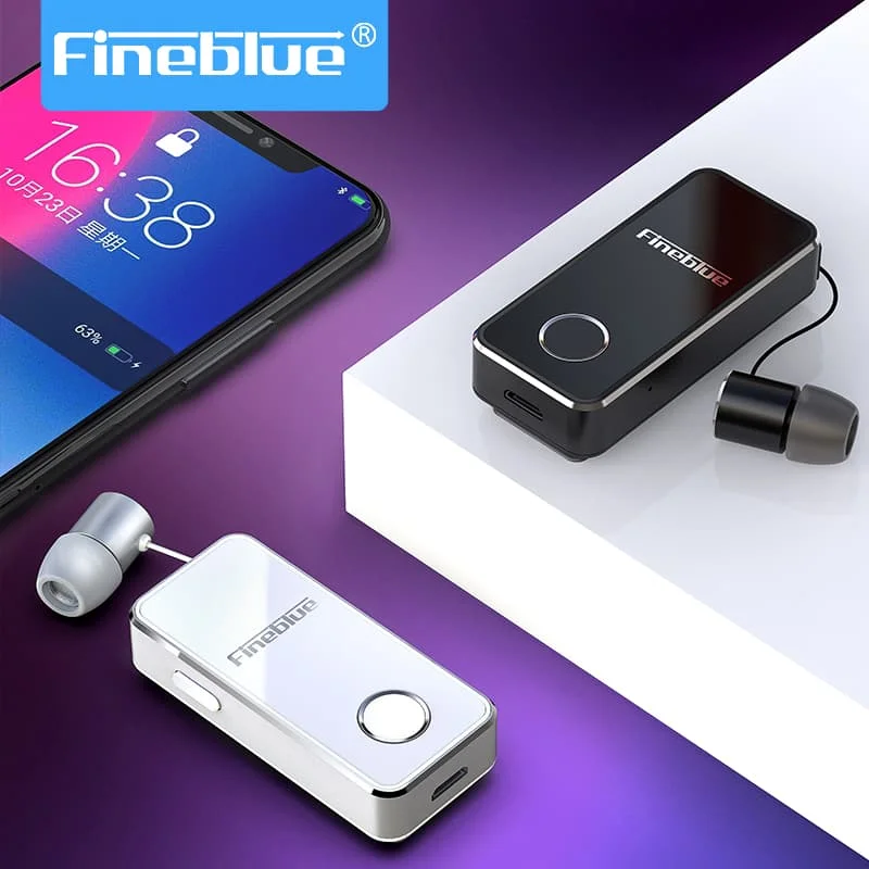 Fineblue F2 Pro Wireless Bluetooth Earphones Hifi Handsfree Headset Mic TWS Clip for iPhone Android Hi Res Noise Cancelling Mini