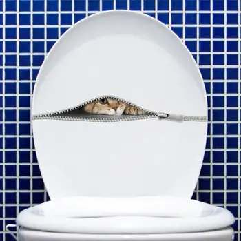 

Cute cat on zipper Wall sticker cabinet bathroom toilet for decoration wallpaper stickers bathroom stickers on the wall