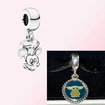 

New 100% 925 Sterling Silver Wars Baby Yoda Chef Dangle Charm High Quality Fashion Women's Jewelry Factory Direct Free Shipping