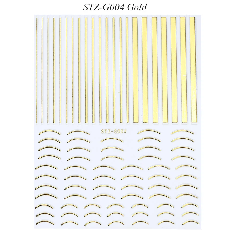 1 шт стикер для ногтей Золотой Серебряный металлический Кривой полосы линии клейкая полоска многоразмерная 3D наклейка s для маникюра JISTZ-G001-013