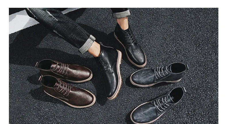 Sanzoog/мужские повседневные кожаные ботильоны; botas hombre Cuero Bota Masculina Botines; мужская обувь с высоким берцем; Botte Homme; Мужская обувь из микрофибры