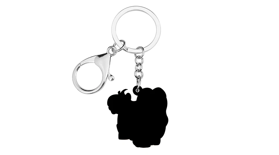 Bonsny акриловые пушистый Havanese, связка для ключей в виде собаки из цепочек животных трекер для домашних животных кольцо сумка кошелек Брелоки-украшения для женщин, подарок для девочки