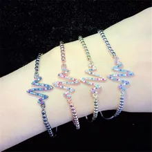 10 шт./лот браслет ручной работы из латуни со стразами Цвет кубического циркония Heart Beat регулируемый браслет Модные украшения