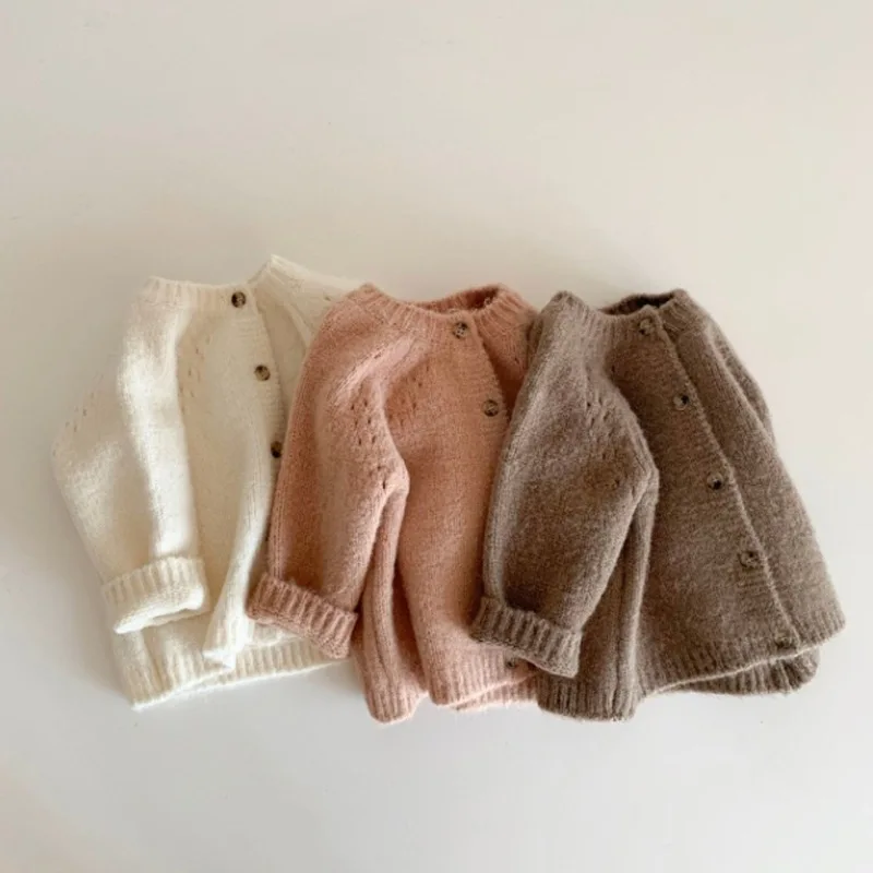 Spring Autumn Baby Sweater Toddler Boys Girls Knitted Cardigans Coat Newborn Knitwear Long Sleeve Cotton Baby Knit Jacket Tops