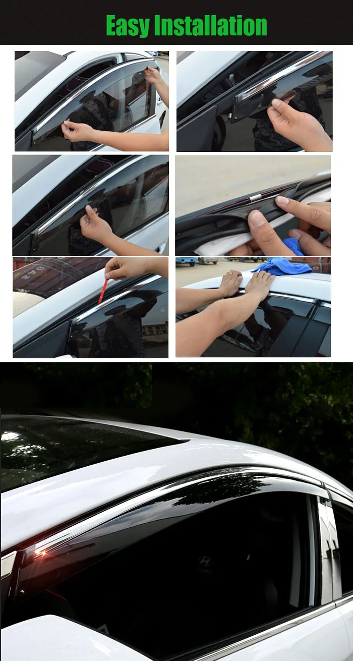 Для- elantra ngawang солнцезащитный оконный щит Weathershields дождевые карнизы с хромированным покрытием перегородка погода