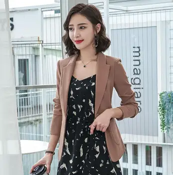 

2020 Spring Autumn New Red Blazer Outerwear Blazers And Jackets Temperament Single Button Office Lady Notched Female Fashion