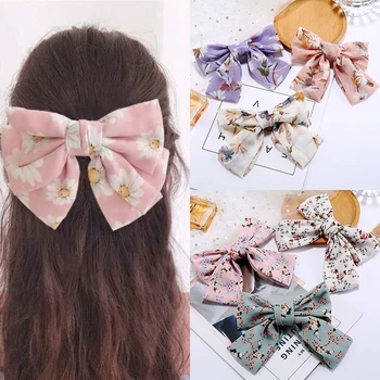Preise Boho Französisch Neue Barrettes Fashion Druck Blume Haar Clip Für Frauen Strand Headwear Trendy Bogen Haarnadel Frühling Clip Haar Zubehör