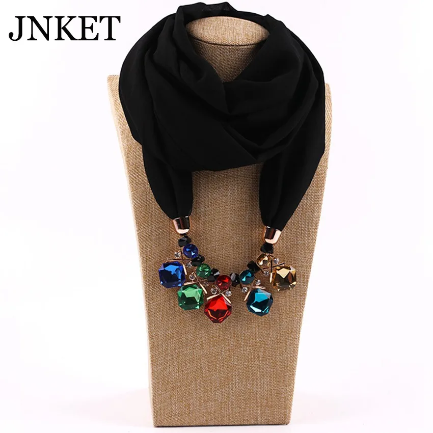 

JNKET New Women Chiffon Necklace Pendant Scarf Loop Scarves Infinity Scarf Ethnic Style Scarfs