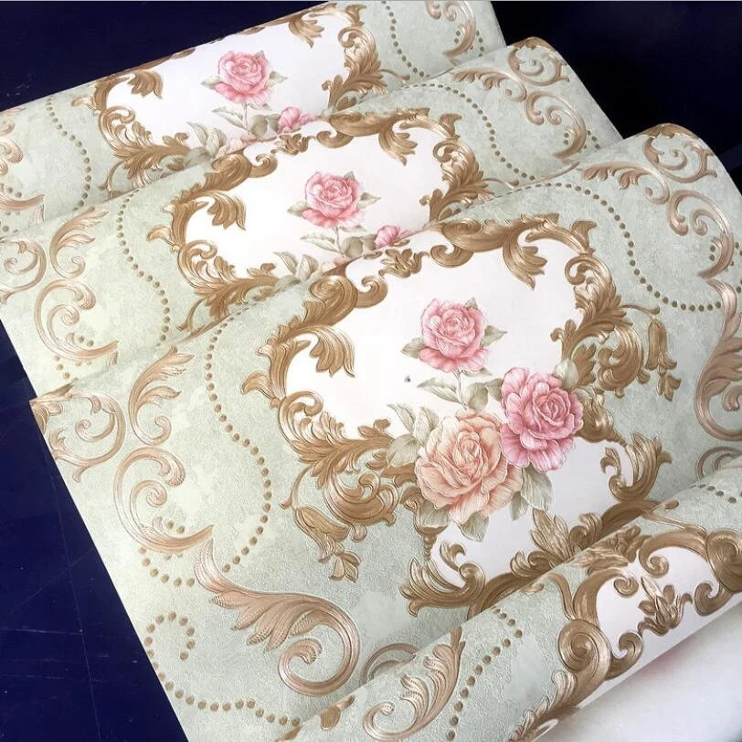European Style 3D Flower Wallpaper Luxury Damask PVC Bedroom Dining Room Living Sofa TV Background Wall Papers Home Decor | Обустройство