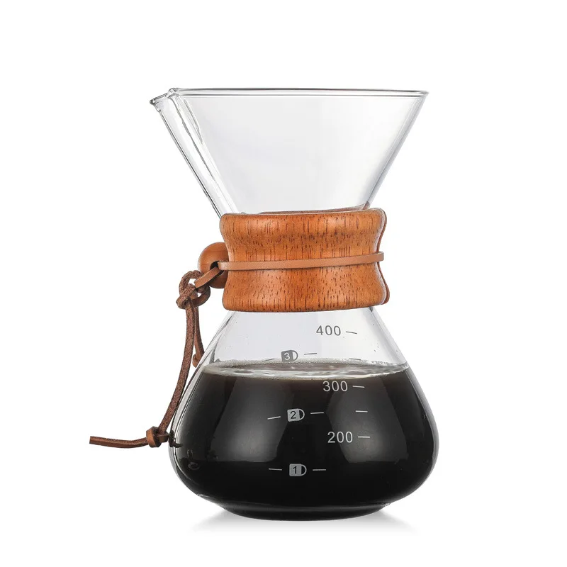 400 мл практичная кофеварка, термостойкий ручной кофейник, безбумажный многоразовый фильтр из нержавеющей стали, стеклянный кофейник - Цвет: Pot
