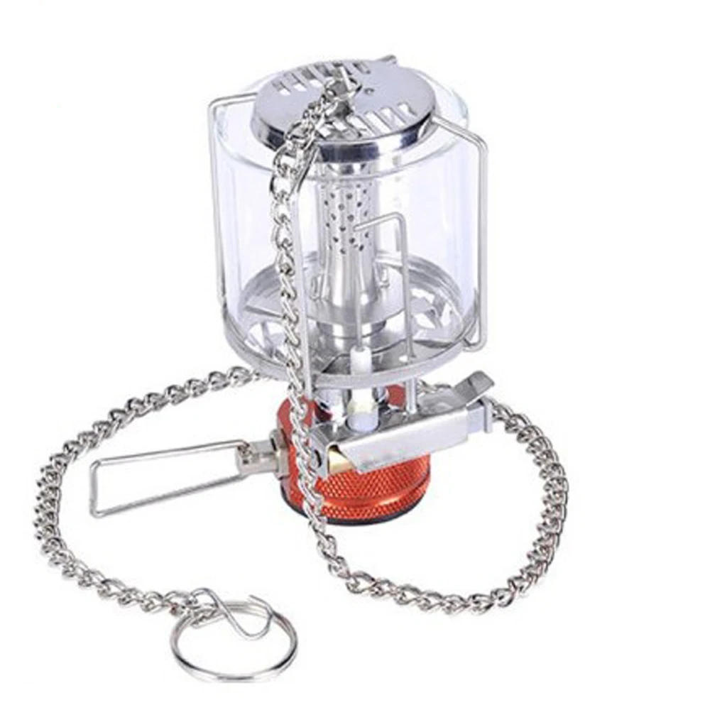 Mini Portable Camping Lantern Gas Light Tent Lamp Torch Hanging Glass