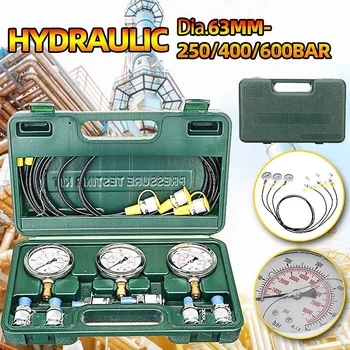 

Hydraulic Pressure Gauge Excavator 25/40/60MPa Hydraulic Pressure Test Kit with Test Hose Coupling 63mm Gauge Tools