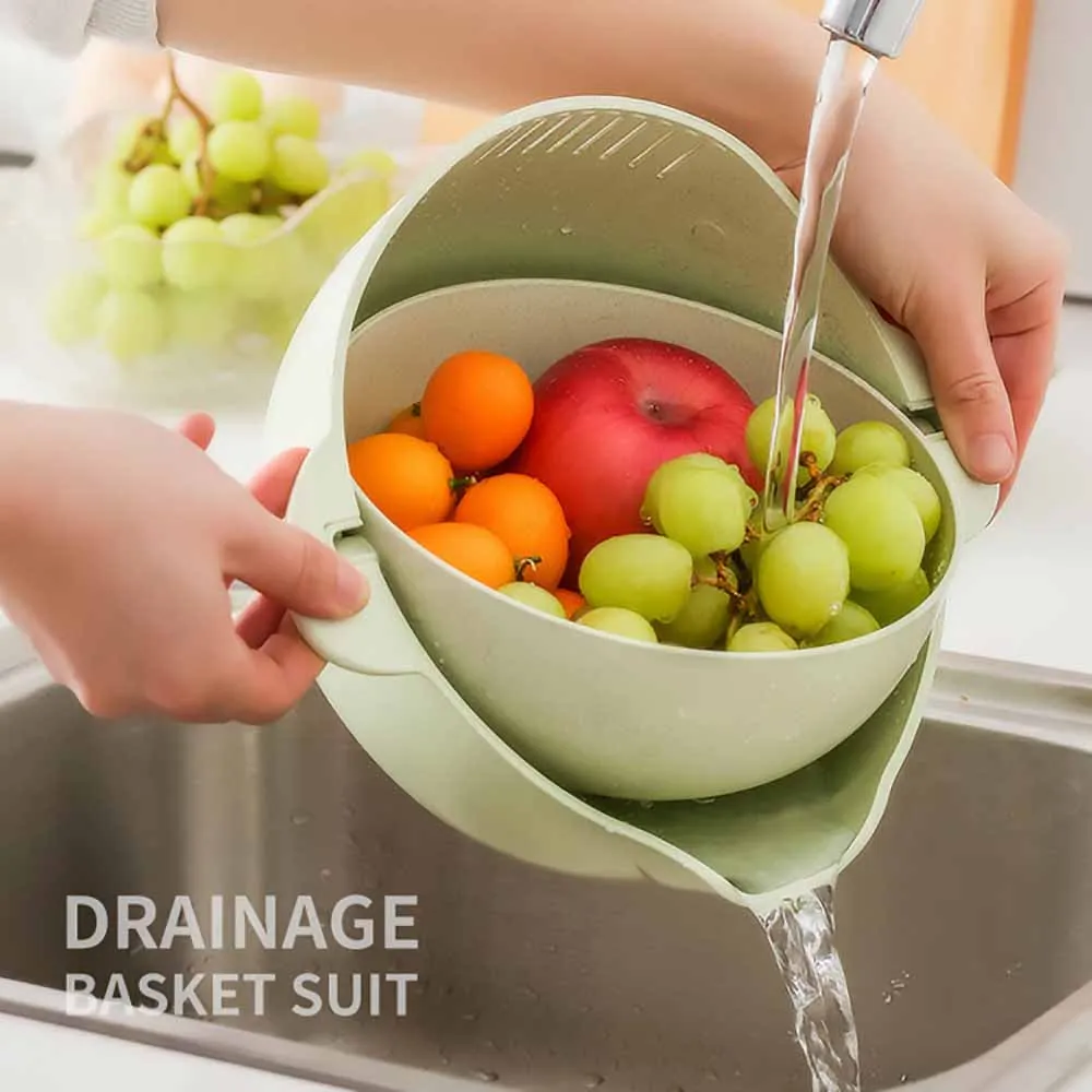 Двойная сливная корзина кухонная для мытья ситечко хранения лапши овощей и