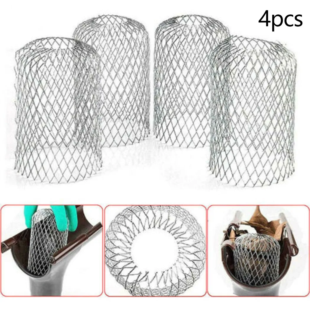 4Pcs Metal Mesh Roof Gutter Filters Aluminum Gutter Guard Strainer Stop Leaf Blockage Drain Pipe Net Cover gutter covers