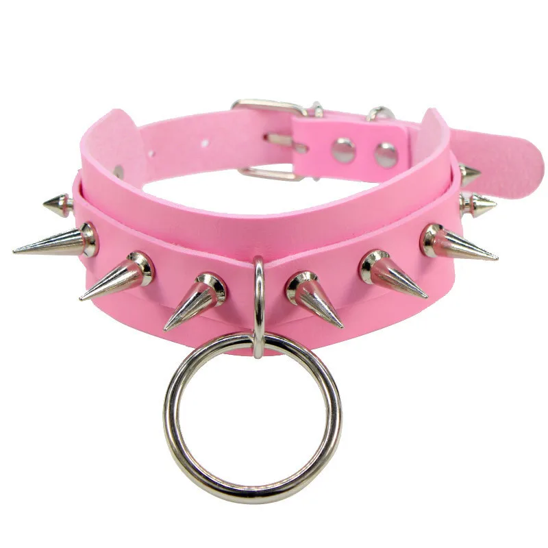2024 Neue Damen Schwarzes Leder Choker Punk PU Leder Spike Halsband Nieten Halskette Gothic Schmuck 17